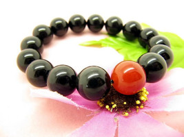 Free Shipping -  perfect 100% natural black / Red agate Prayer Beads cha... - $25.99