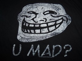Cool Face &quot;U Mad?&quot; Black Graphic Print T Shirt L - $16.82
