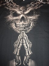 Evil Plotting Skeleton Skull Black T Shirt M Free US Shipping - $21.19