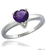 Size 6.5 - 10K White Gold Natural Amethyst Heart-shape 7x7 Stone Diamond  - $255.70