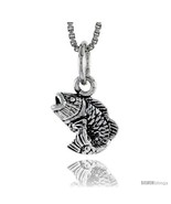 Sterling Silver Bass Fish Pendant, 3/8in   - $37.49