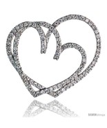 Sterling Silver Double Heart Slider Pendant w/ Pave CZ Stones, 1 3/8in  ... - $92.26