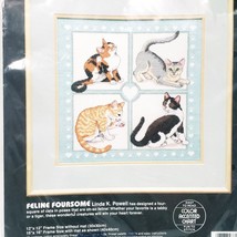 Feline Foursome Counted Cross Stitch Pattern and some floss Dimensions 1991 - $13.86