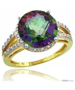 Size 5 - 14k Yellow Gold Diamond Mystic Topaz Ring 5.25 ct Round Shape 1... - $716.70