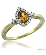 Size 6 - 14k Yellow Gold Diamond Citrine Ring 0.33 ct Tear Drop 6x4 Ston... - $438.73