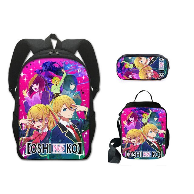 3pcs Anime Oshi No Ko Backpack Cute Cartoon School Bags Girl Ai Hoshino ...