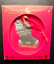 Gloria Duchin Christmas Ornament 1994 Stuffed Christmas Stocking Pewter Boxed - $7.99