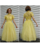 1950s Prom Dress Yellow Tulle Strapless Party Formal Cupcake Vintage XS XXS - $149.00