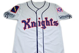 Any Name Number New York Knights Button Down Men Baseball Jersey Grey Any Size image 1