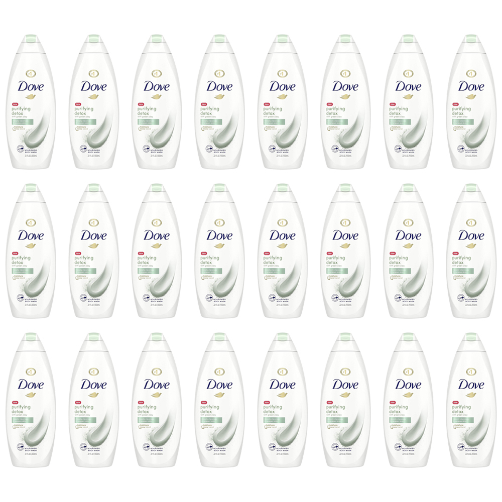 Pack of (24) New Dove Purifying Detox Nourishing Body Wash Green Clay 22 fl. Oz Body Washes