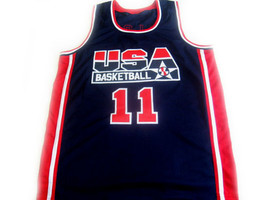 Karl Malone #11 Team USA BasketBall Jersey Navy Blue Any Size  image 1
