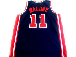 Karl Malone #11 Team USA BasketBall Jersey Navy Blue Any Size  image 2