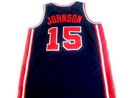 Magic Johnson #15 Team USA Basketball Jersey Navy Blue Any Size  image 5