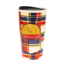 Starbucks Minnesota Blue Red Plaid Ceramic Traveler Tumbler Coffee Mug 1... - $73.26