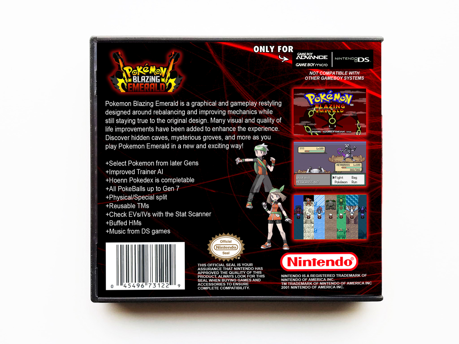 Pokemon Blazing Emerald Game / Case Gameboy Advance (GBA) USA Seller