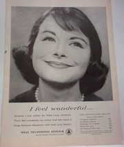Bell Telephone System I Feel Wonderful Smiling Woman Magazine Print Ad 1959 - $9.99