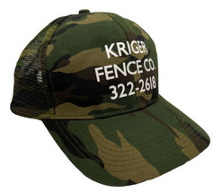 Kriger Fence Company Hat Cap Snap Back Camo Mesh Trucker Otto One Size H... - $17.81