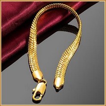 Extra Wide Unisex 18k Gold Filled Herringbone 8inch Link Gold Wrist Bracelet