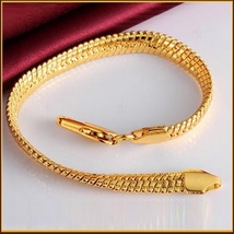 Extra Wide Unisex 18k Gold Filled Herringbone 8inch Link Gold Wrist Bracelet image 2