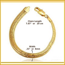 Extra Wide Unisex 18k Gold Filled Herringbone 8inch Link Gold Wrist Bracelet image 3