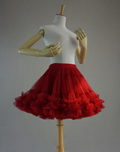 Women Layered Tulle Tutu Skirt Puffy Ballerina Tulle Skirt Plus Size, Red Blush