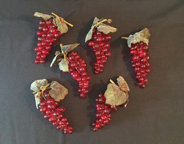 Vintage 60s Clusters of Lucite Red Grapes with leaves/stem/vine image 1