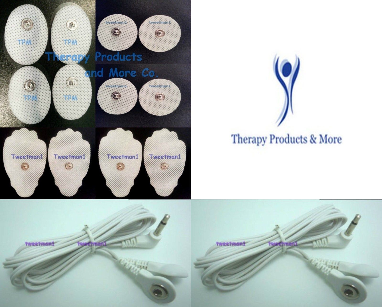 2 ELECTRODE LEAD CABLE(3.5mm Plug)+4LG+4SM OVAL+4SM PADS FOR IQ DIGITAL MASSAGER - $22.72