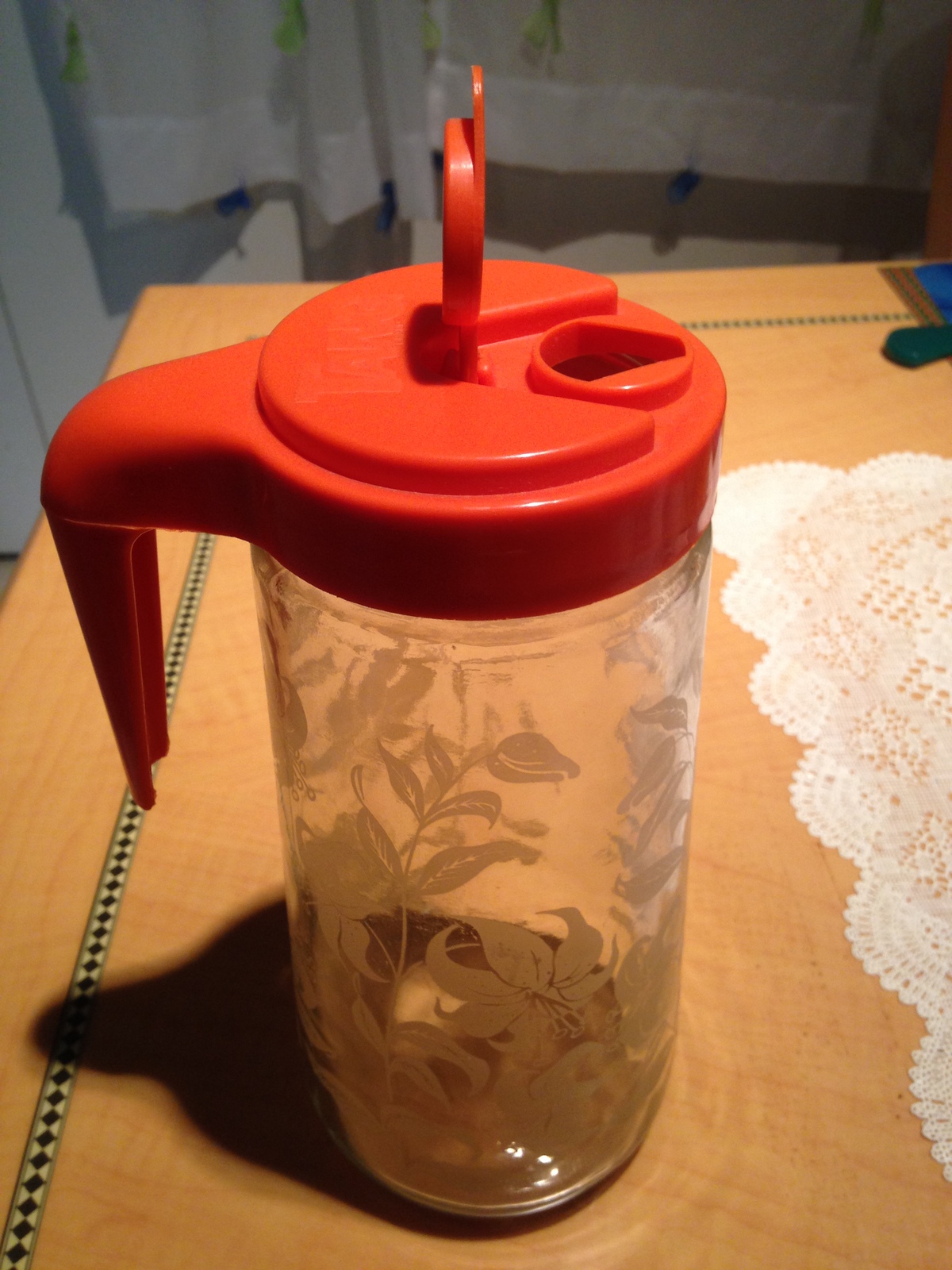 Vintage Milk Glass Tang Jar Canister Embossed Daisies Orange Plastic Lid