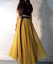 Black Pleated Tulle Midi Skirt Side Slit Black Midi Tulle Skirt by Dressromantic image 13