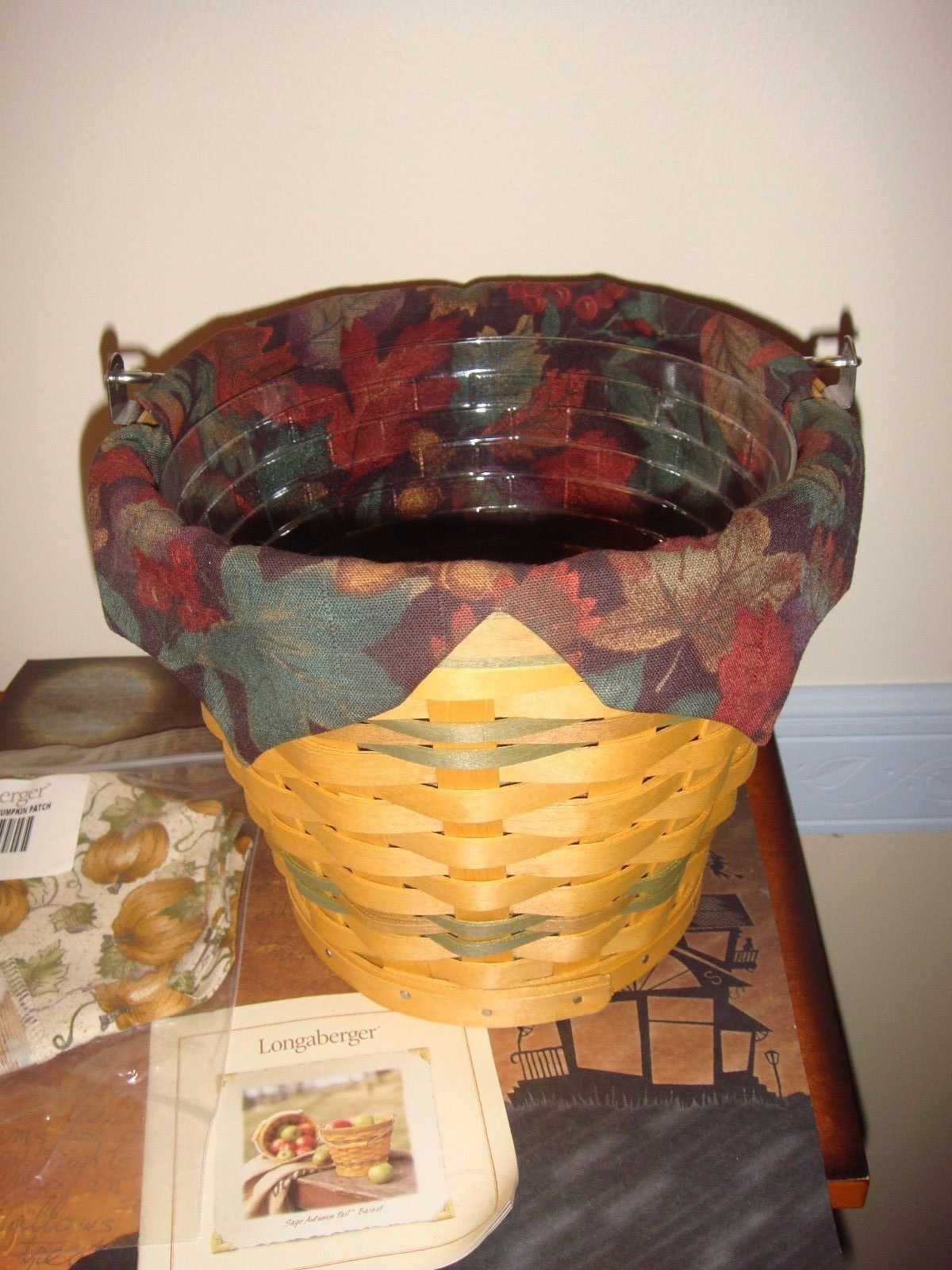 2003 Longaberger basket with liner/protector/handle grip & small