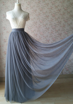 GRAY Tulle Skirt Outfit High Waisted Gray Tulle Maxi Skirt Plus Size Maxi Skirt