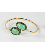 Open Bangle with 14ktGold &amp; .925SterlingSilver with Chrysoprase &amp; Pave D... - $585.00