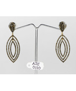 Dangling Oxidized Earrings 14kt Gold .925 Sterling Silver with Pave Diam... - $510.00