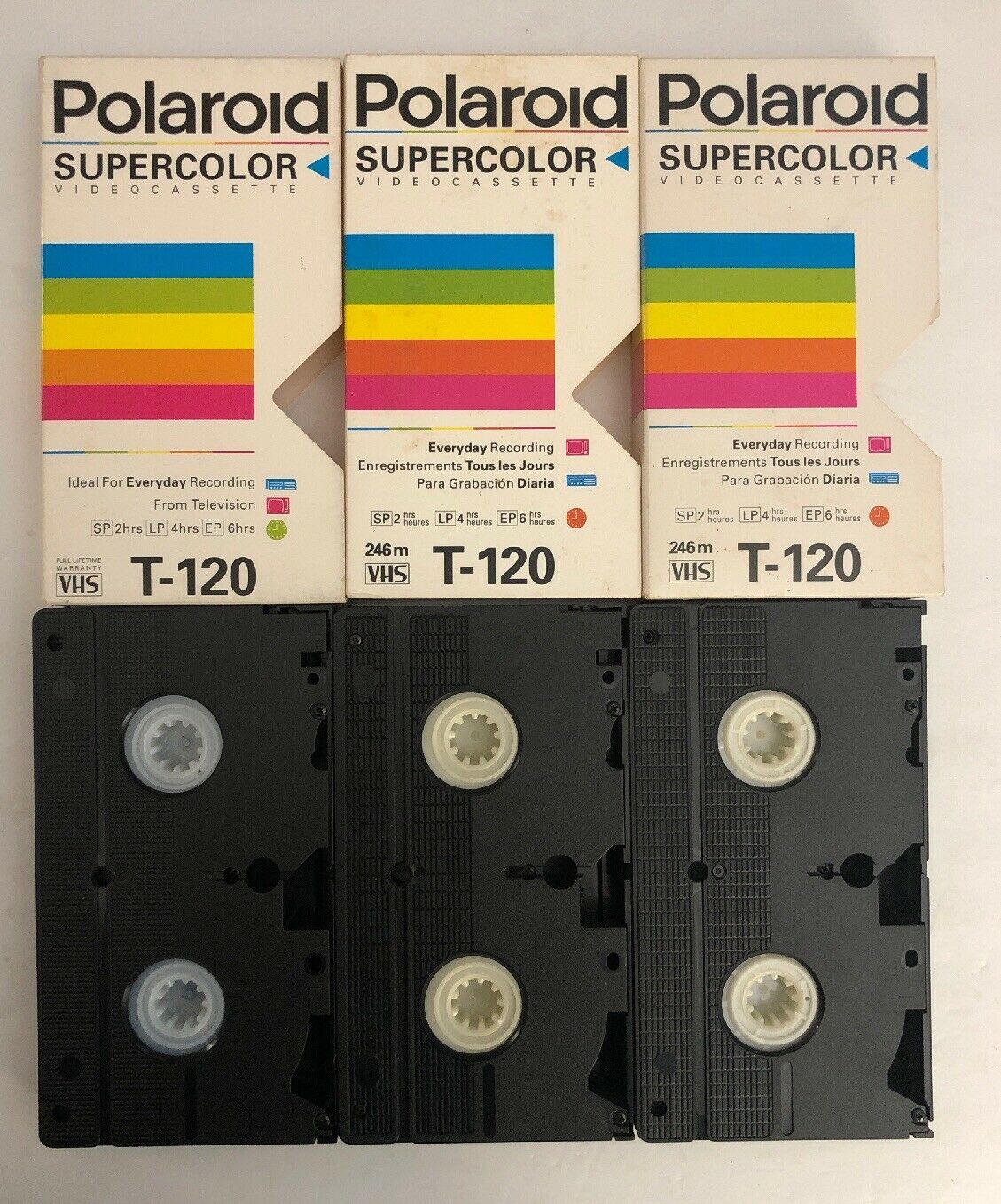 Polaroid, Media, 3 New Polaroid Blank Vhs Tape T120 Supercolor Video  Cassette Sealed 6 Hrs