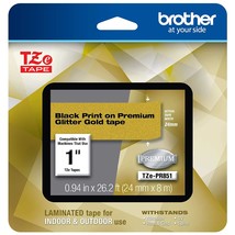 Brother P-touch TZe-PR851 Black Print on Premium Glitter Gold Laminated Tape 24m - $42.99