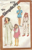 Vintage Simplicity 6178 Zip Front Nightgown, Robe, One Piece Pajamas Gir... - $10.77
