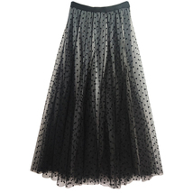 Women Caramel Polka Dot Tulle Skirt Holiday Two Layered Dotted Tulle Midi Skirt image 8