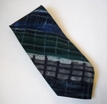 Ungaro Paris Neck Tie Blue Green Gray 100% Italian Silk Mens Geometric S... - $29.00