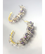 CHIC Urban Anthropologie Smoky Gray AB Czech Crystals Gold Hoop Earrings - $16.99