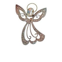 Rhinestone Angel Brooch Pin Flowing Dress Large  Jewelry - $9.89