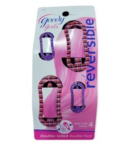 NEW 4 count GOODY Girls double-sided reversible plaid snap hair clips 03887 - $12.41