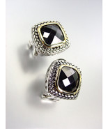 EXQUISITE Balinese Silver Wheat Cable Gold Black Onyx CZ Crystal Square ... - $25.99
