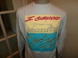 Vtg I Survived the Great Flood of 1997 Ark Hanes Cotton Tshirt Fits Adul... - $36.14
