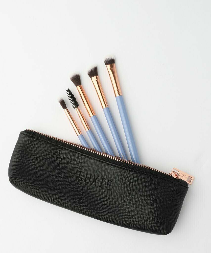 Luxie Beauty Wonderlust 5-Piece Eye Brush Set in Periwinkle with Black Bag NEW! - $14.52