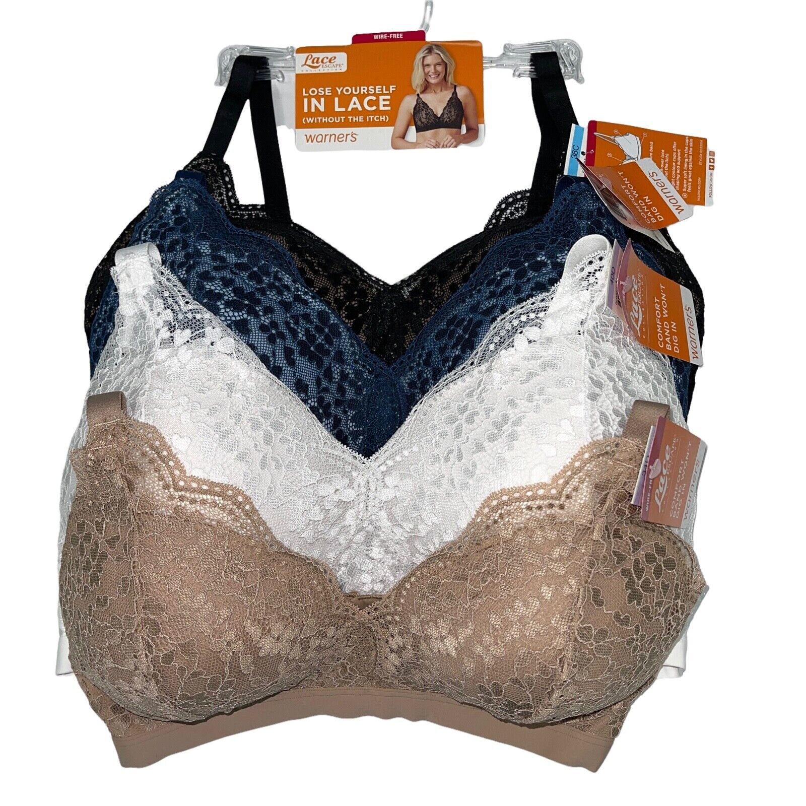 Warners Bra Wirefree Floral Lace Escape Contour All Day Comfort No Itch Ro3301a Bras And Bra Sets