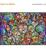 Counted Cross Stitch Disney stained glass 496*352 stitches BN610 - $3.99