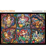 counted cross stitch pattern six princesses stained glass 496*349 stitch... - $3.99