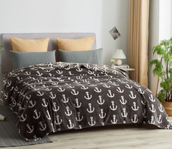 Coffee Anchor Geometric Blanket Microplush Plush Fleece Bed Decor King/Cal King - $65.98