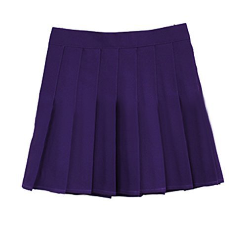 Primary image for Women High Waist Solid Pleated Mini Slim Single Tennis Skirts (L,Dark Purple)