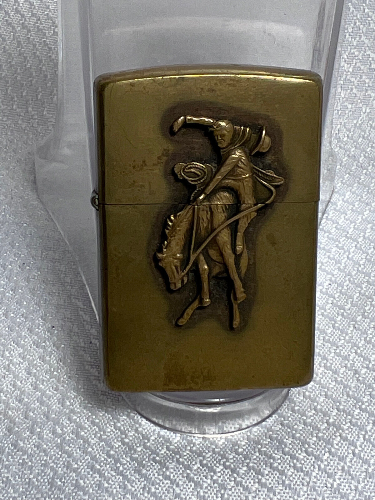 1994 Vtg Brass Marlboro Zippo Cigarette Lighter Cowboy On Bucking Bronco  Horse